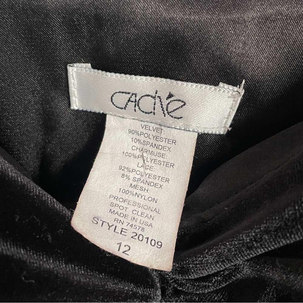 Vintage Caché Bustier Top L Black Velvet Lace Burnout Whimsigoth Vamp 90s Y2K - Picture 12 of 12
